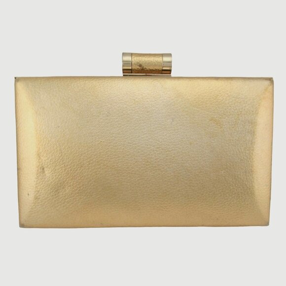 IVANKA TRUMP Gold Toned Faux Leather Clutch/Crossbody - Picture 1 of 7